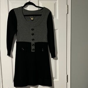 Dex Black & Gray Wool Blend Sweater Dress